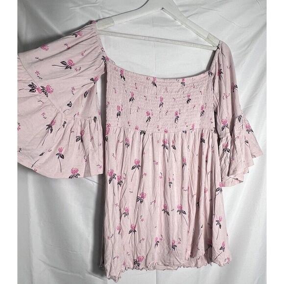 Free People Floral Lana Off the Shoulder Pink Top Medium - Picture 5 of 8